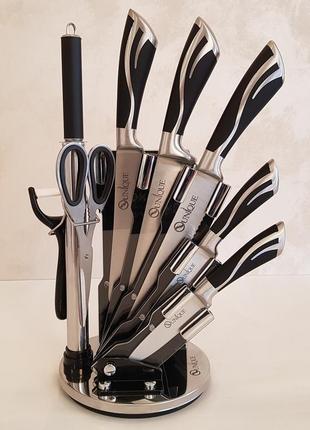 Набір кухонних ножів із підставкою unique un-1834
