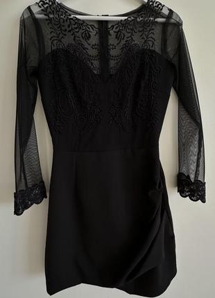 Черное мини платье, черное короткое платье, платье на выпускной7 фото