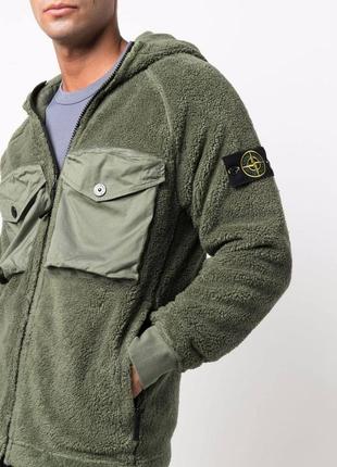 Stone island hooded fleece jacket aligator gren