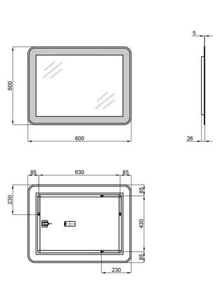 Дзеркало qtap swan 600x8000 з led-підсвічуванням, reverse qt16...2 фото