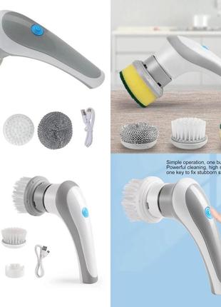 Акумуляторна щітка для миття зі змінними насадками electric cleaning brush5 фото