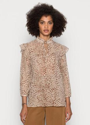 Брендовая блузка из лёгкого шифона с оборками "rich&royal" с леопардовым принтом. размер eur36.