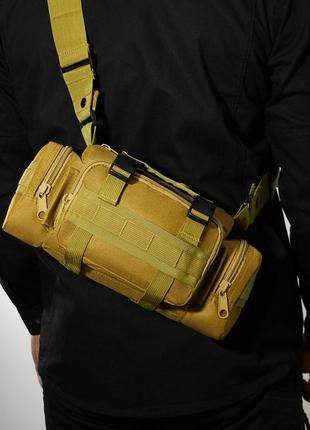 Сумка - подсумок тактическая поясная tactical военная, сумка нагрудная с ремнем на плечо 5 литров кордура6 фото