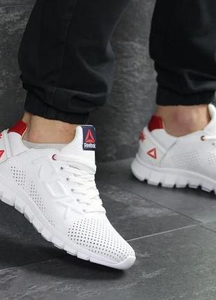 Натуральна шкіра! літні шкіряні чоловічі білі кросівки в стилі reebok!!