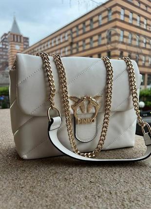 Женская сумка из эко-кожи pinko puff white пинко молодежная, брендовая сумка маленькая через плечо3 фото