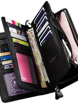 Мужской кошелек baellerry business s1063, портмоне клатч экокожа, стильный мужской кошелек. цвет: черный6 фото