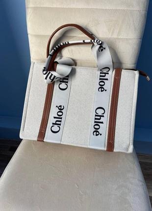 Женская сумка текстильная chloe молодежная, брендовая сумка шопер через плечо1 фото