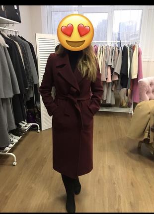 Пальто марсаловое, тепле fashiofactory