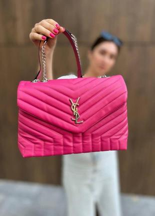 Женская сумка из эко-кожи yves saint laurent 30 silver ив сен лоран розового цвета молодежная, брендовая