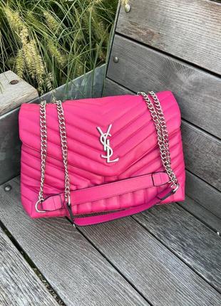 Женская сумка из эко-кожи yves saint laurent 30 silver ив сен лоран розового цвета молодежная, брендовая6 фото