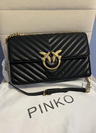 Женская сумка черная из эко-кожи pinko lady black пинко молодежная, брендовая сумка black маленькая через плечо