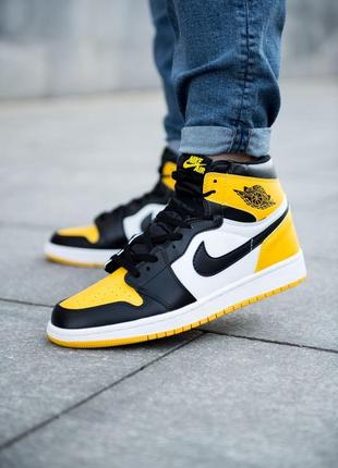Чоловічі кросівки nike air jordan 1 retro yellow/ white/black
