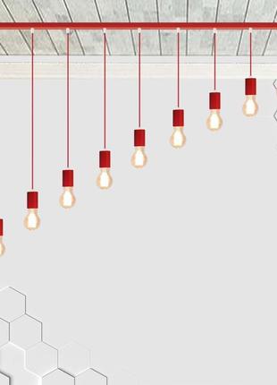 Стельова підвісна люстра на 9-ламп ceiling-9 (e27, червоний) с...1 фото