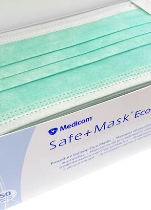 Маски с петлями для ушей medicom safe+mask economy 50 шт, (зеленые)2 фото