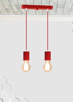 Підвісний світильник на 2-лампи ceiling-2 e27 червоний2 фото