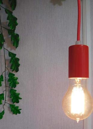 Підвісний світильник на 2-лампи ceiling-2 e27 червоний4 фото