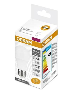 Лампа osram led e27 8.5вт 4000k 800лм base cla75