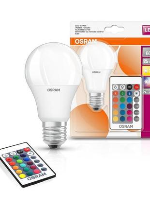 Лампа osram led e27 rgb 9вт 2700к 806лм пульт ду a60