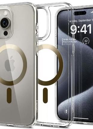 Чохол spigen для iphone 15 pro max, ultra hybrid magfit, gold