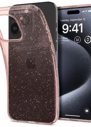 Чохол spigen для iphone 15 pro, liquid crystal glitter, rose q...