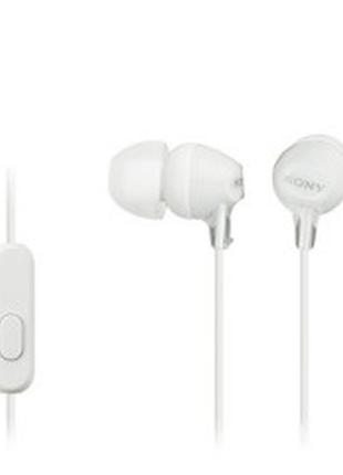 Навушники in-ear sony mdr-ex15ap 3.5 mini-jack, mic, білий