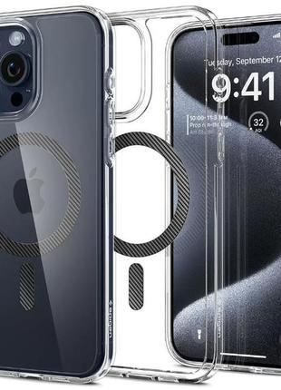 Чохол spigen для iphone 15 pro, ultra hybrid magfit, carbon fiber