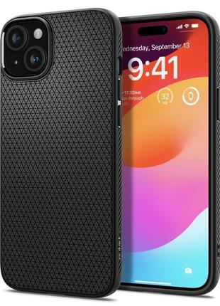 Чохол spigen для iphone 15 plus, liquid air, matte black1 фото