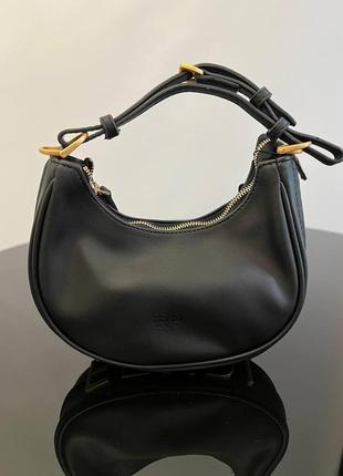 Жіноча сумка з еко-шкіри fendi hobo фенди чорна молодіжна, брендова сумка через плече6 фото