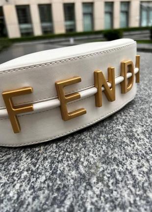 Жіноча сумка з екошкіри fendi hobo фенді біла молодіжна, брендова сумка через плече5 фото