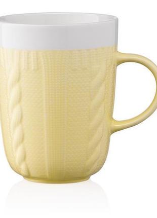 Чашка ardesto кnitti, 330мл, порцеляна, жовто-білий