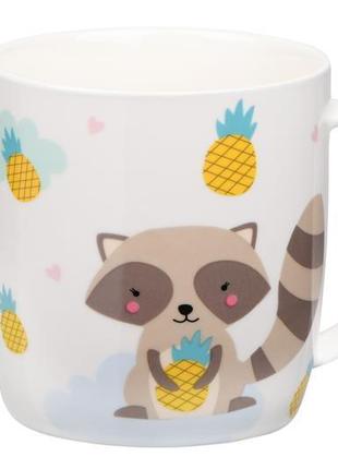 Чашка ardesto cute raccoon, 350мл, порцеляна, білий