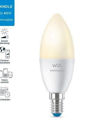 Лампа wiz led e14 4.9вт 2700k 470лм c37 wi-fi розумна