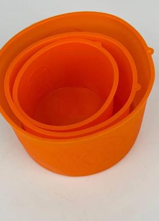 Набор силиконовых форм для выпечки пасхи 6750 3 предмета оранжевые5 фото