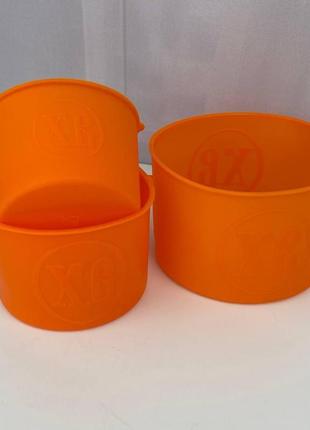 Набор силиконовых форм для выпечки пасхи 6750 3 предмета оранжевые4 фото