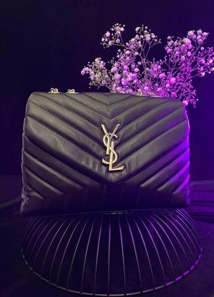 Женская сумка из эко-кожи yves saint laurent 25 silver ив сен лоран черная молодежная, брендовая1 фото