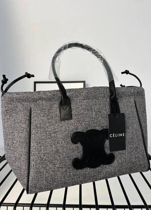 Женская сумка текстильная celine молодежная, брендовая сумка шопер через плечо