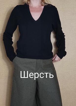 Чорний светр вовняний джемпер пуловер кофта