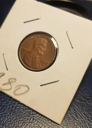 Монета сша 1 цент, 1980 року, lincoln cent, без мітки монетного двору5 фото