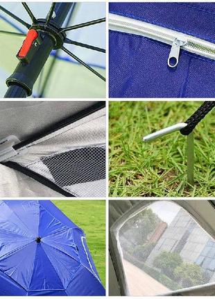 Зонт-палатка для рыбалки, пляжа и кемпинга зеленый6 фото