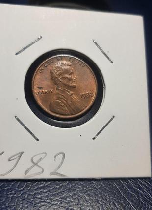 Монета сша 1 цент, 1982 року, lincoln cent, без мітки монетного двору5 фото