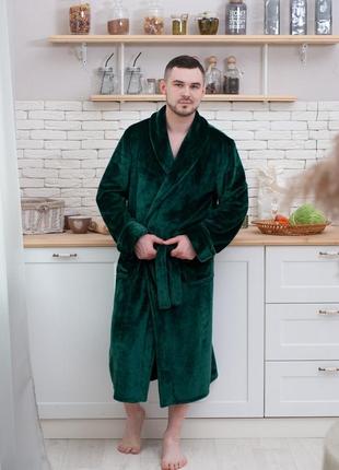 Мужской махровый халат, теплый халат мужской длинный с воротником6 фото