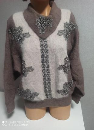 Розкішний пухнастий теплий ангоровий светр, пуловер sunil3 фото