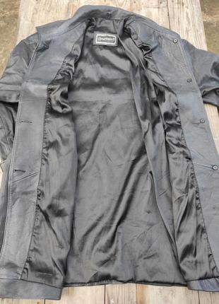 Шикарный кожаный плащ. удлиненная куртка7 фото