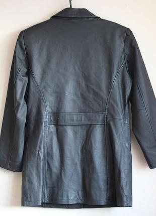 Удлиненный кожаный пиджак 48-504 фото