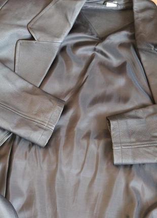 Удлиненный кожаный пиджак 48-505 фото