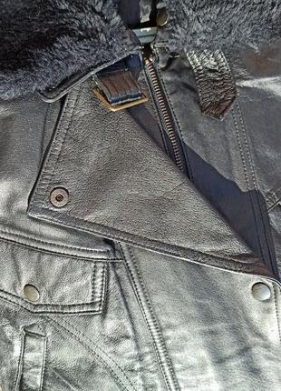 Стильна, утеплена шкіряна куртка, косуха 46-489 фото