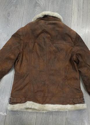 Стильна шкіряна куртка на синтепоні з хутром david moore2 фото