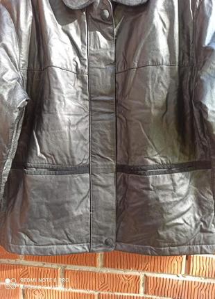 Шикарна утеплена куртка з натуральної шкіри 56-584 фото