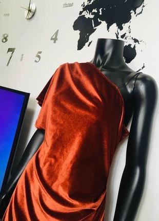 Новое бархатное миди платье цвета ржавчины asos10 фото