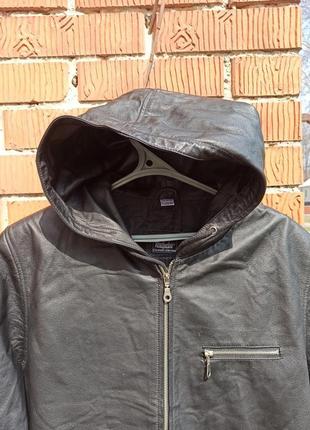 Стильна куртка з капюшоном натуральна шкіра 54-563 фото